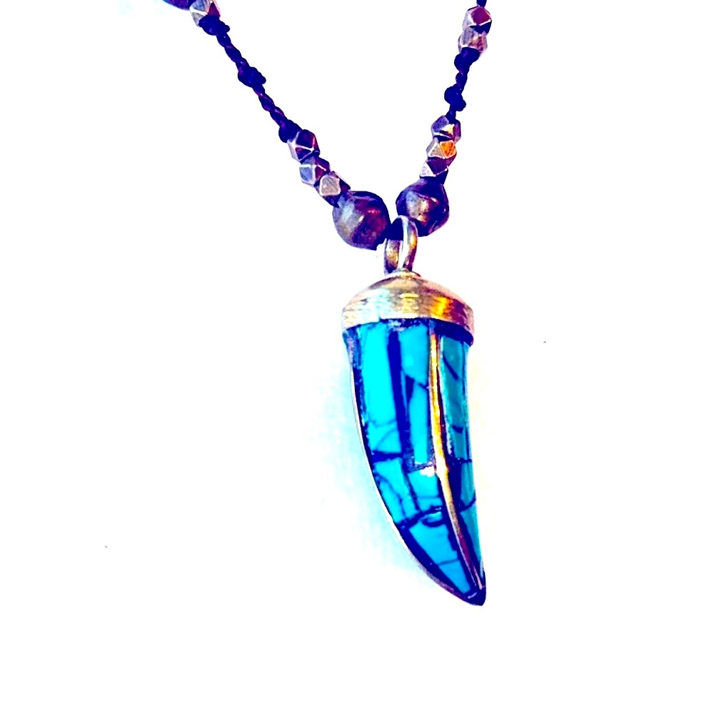 💠NWOT💠Gold Inlay Turquoise Italian Horn Necklace💠 - Picture 3 of 10